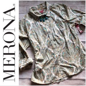 NWT Merona Paisley Favorite Button Down Size XXL